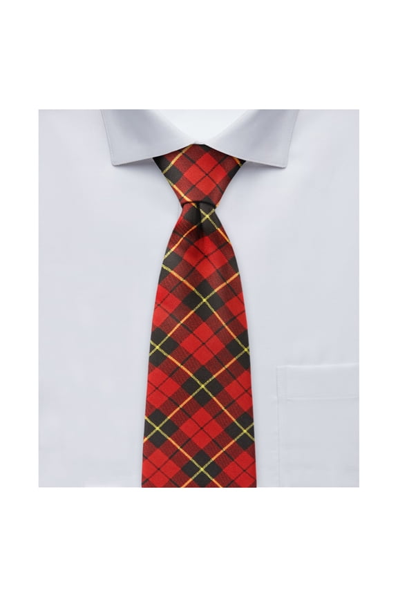 Men's Royal Tartans Plaid Wallace Regular Length Neck Tie - Red