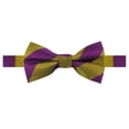 thumbnail image 1 of Jacob Alexander Men's 1-Inch College Stripe Woven Pre-Tied Adjustable Banded Bow Tie - Gold Purple, 1 of 1