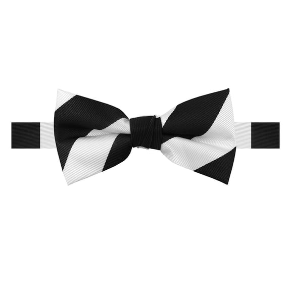 Jacob Alexander Men's 1-Inch College Stripe Woven Pre-Tied Adjustable Banded Bow Tie - White Black