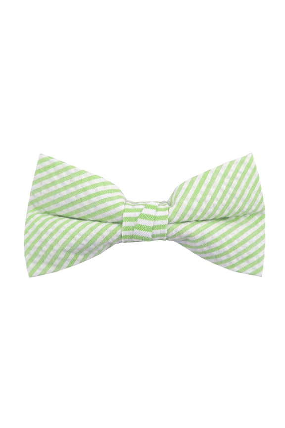Men's Seersucker Striped Pattern Pre-Tied Clip-On Bow Tie - Green