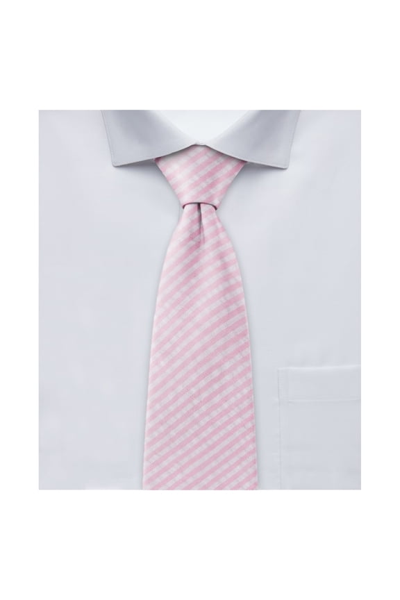 Seersucker Striped Pattern Extra Long Neck Tie for Big and Tall Men - Pink
