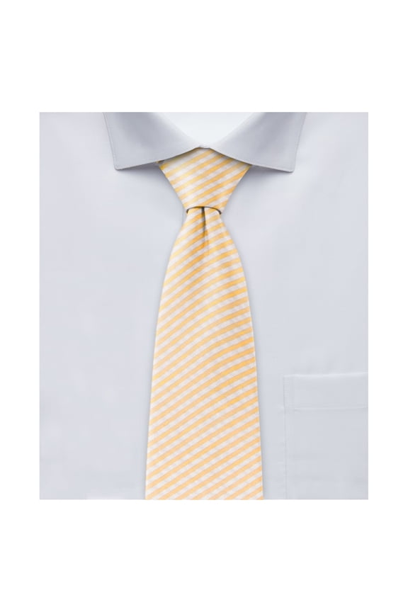 Men's Seersucker Striped Pattern 2.75 inch Width Slim Neck Tie - Peach