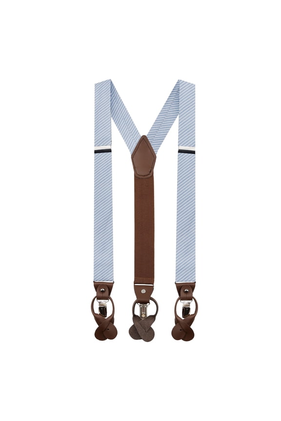 Men's Seersucker Striped Pattern Suspenders - Baby Blue