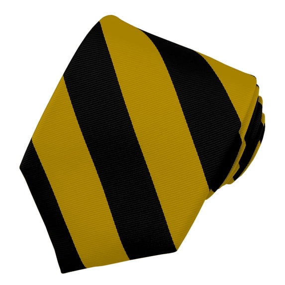 Jacob Alexander Men's 1-Inch College Stripe Woven Silk Regular Length Neck Tie - Gold Black
