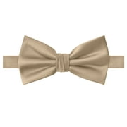 Jacob Alexander Men's Silk Blend Solid Color Pre-Tied Adjustable Banded Bow Tie - Biscotti