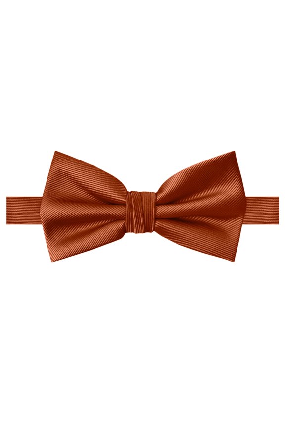 Men's Silk Blend Solid Color Pre-Tied Adjustable Banded Bow Tie - Rust