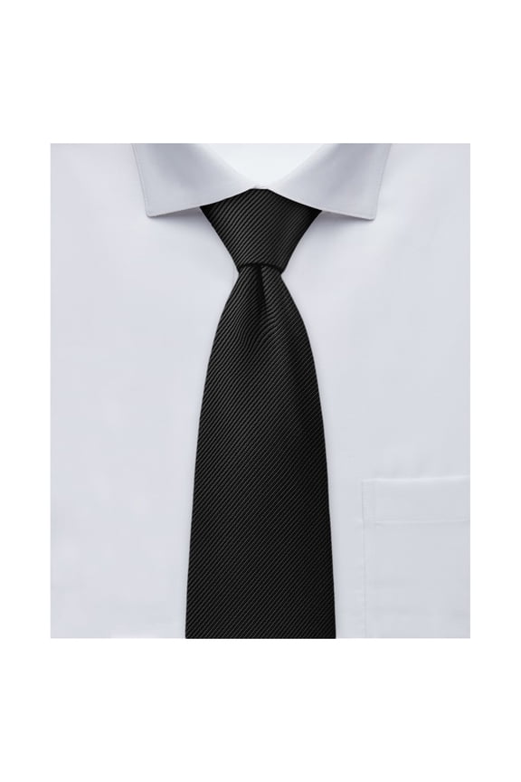 Men's Silk Blend Solid Color 2.5 inch Slim Width Neck Tie - Black