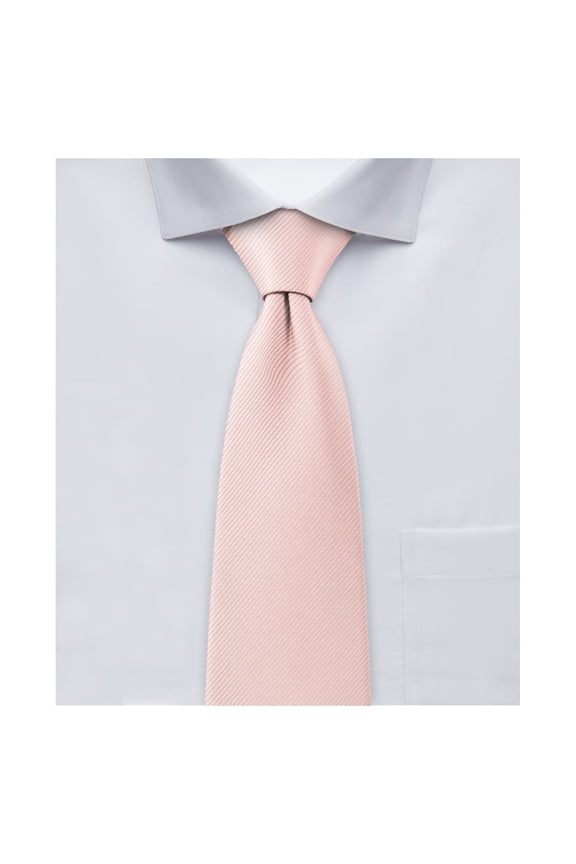 Men's Silk Blend Solid Color Regular Length Classic Neck Tie - Bridal Pink