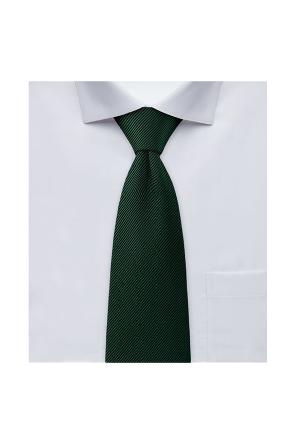 Men's Silk Blend Solid Color Regular Length Classic Neck Tie - Emerald Green