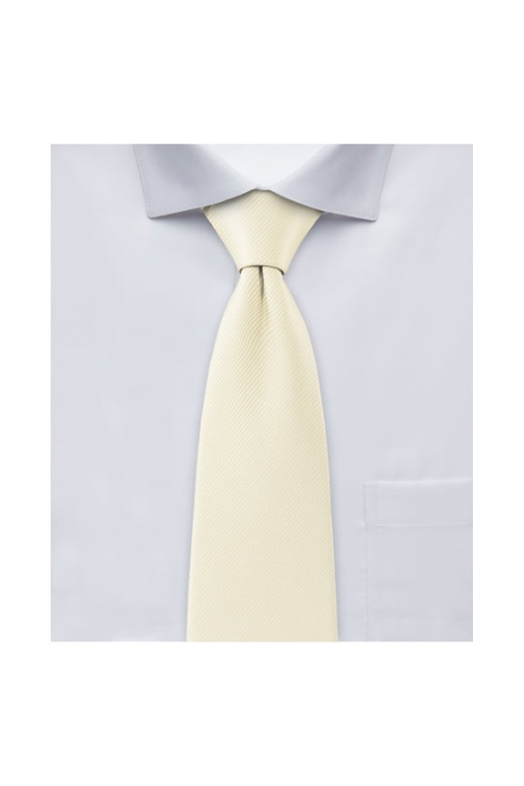 Men's Silk Blend Solid Color Regular Length Classic Neck Tie - Mod White