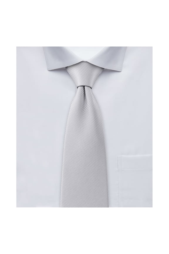 Men's Silk Blend Solid Color Regular Length Classic Neck Tie - Pewter Gray
