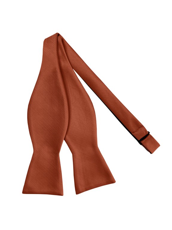 Men's Silk Blend Solid Color Traditional Freestyle Self-Tie Bow Tie - Rust