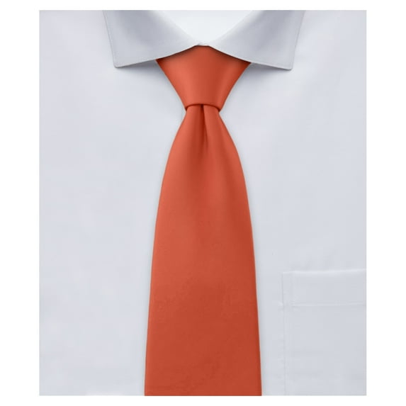 Jacob Alexander Men's Solid Color 2 inch Width Skinny Neck Tie - Rust