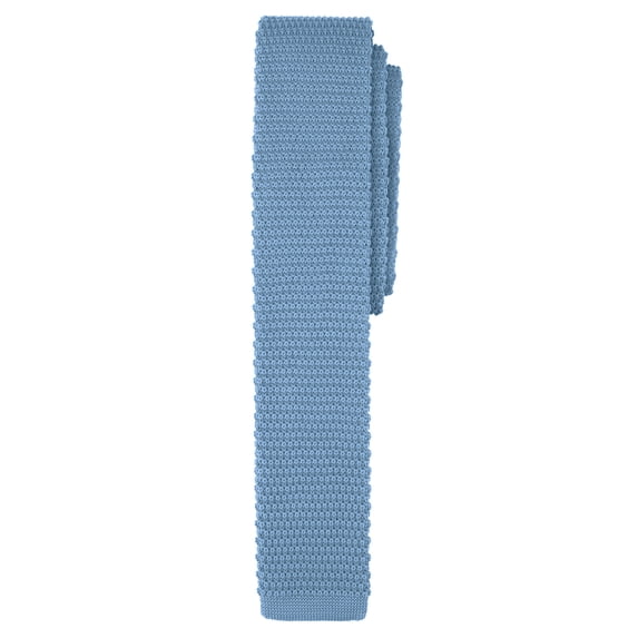 Jacob Alexander Men's Solid Color Knitted 2.5 inch Width Slim Neck Tie - Baby Blue