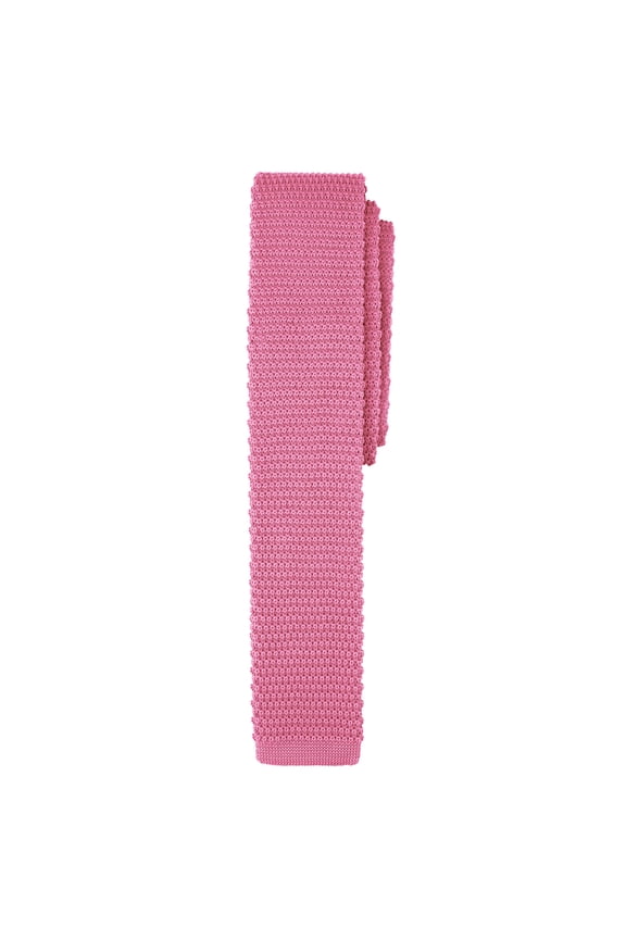 Men's Solid Color Knitted 2.5 inch Width Slim Neck Tie - Carnation Pink