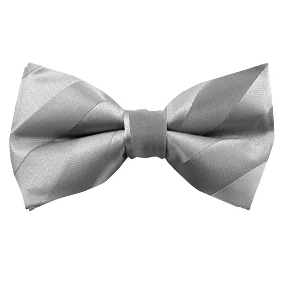 Jacob Alexander Men's Solid Color Tonal Stripe Pre-Tied Clip-On Bow Tie - Silver
