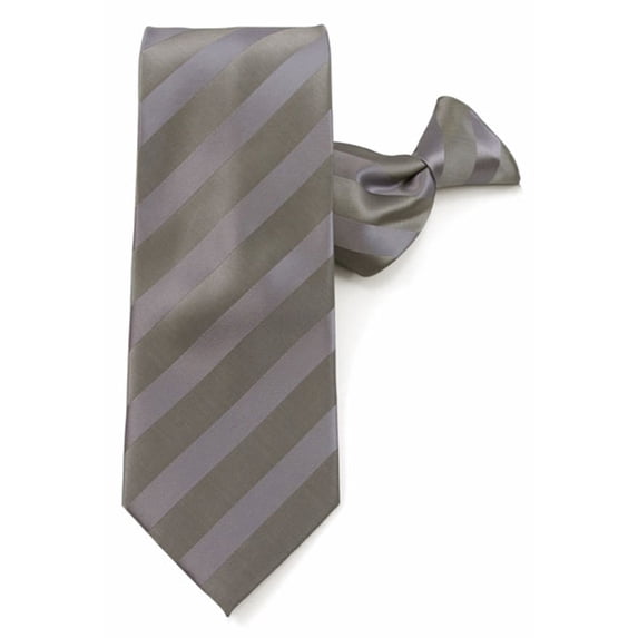 Jacob Alexander Men's Solid Color Tonal Stripe Pre-Tied Clip-On Neck Tie - Gray