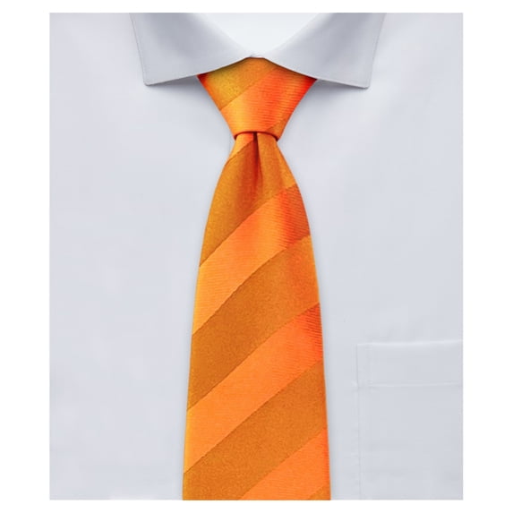 Jacob Alexander Men's Solid Color Tonal Stripe Pre-Tied Clip-On Neck Tie - Orange
