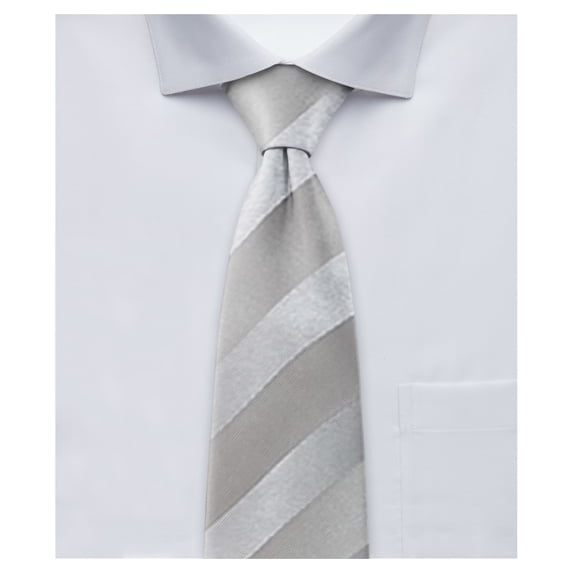 Jacob Alexander Men's Solid Color Tonal Stripe Pre-Tied Clip-On Neck Tie - Silver