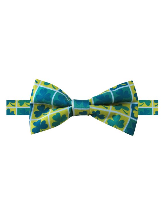Men's St. Patrick's Day Shamrock Squares Pre-Tied Adjustable Banded Bow Tie