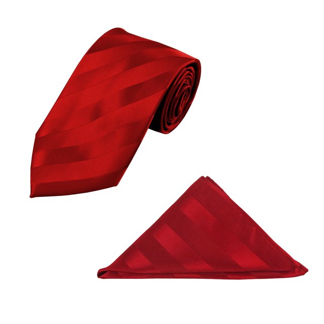 Jacob Alexander Men's Stripe Tonal Regular Neck Tie and Pocket Square Set - Red
