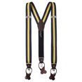 thumbnail image 1 of Jacob Alexander Men's Stripes Y-Back Suspenders Braces Convertible Leather Ends Clips - Navy Gold, 1 of 5