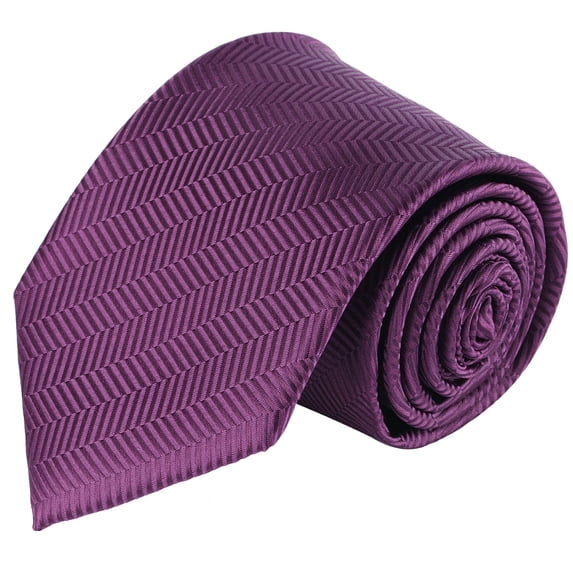 Jacob Alexander Tone on Tone Herringbone Extra Long Neck Tie for Big and Tall Men - Eggplant