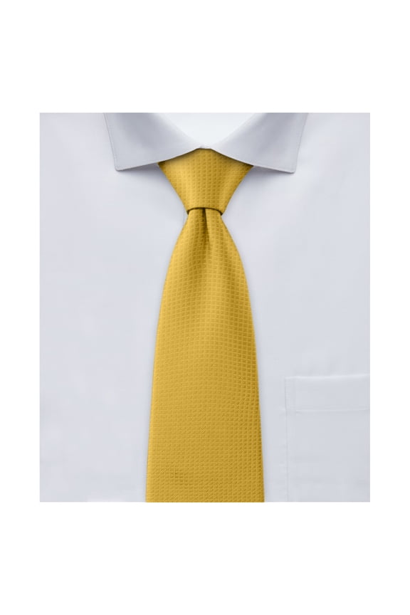 Men's Woven Subtle Mini Squares 1.5 inch Ultra Skinny Width Neck Tie - Gold