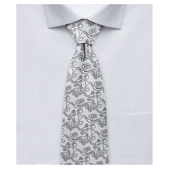 Jacob Alexander Men's Woven Bold Vine Pattern Regular Neck Tie - Silver