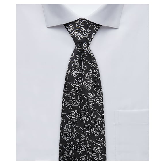 Jacob Alexander Men's Woven Bold Vine Pattern Slim 2.5 inch Width Neck Tie - Black