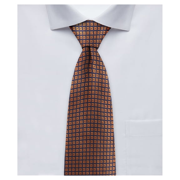 Jacob Alexander Men's Woven Dotted Motif Grid Pattern Regular Neck Tie - Blue Copper