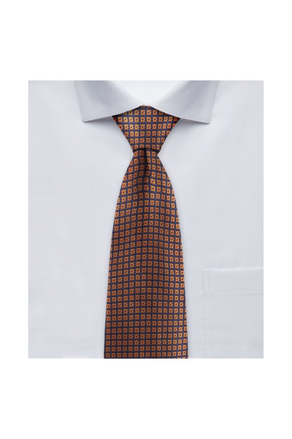 Men's Woven Dotted Motif Grid Pattern Regular Neck Tie - Blue Copper