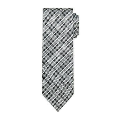 Jacob Alexander Men's Woven Plaid Pattern Regular Neck Tie - Black