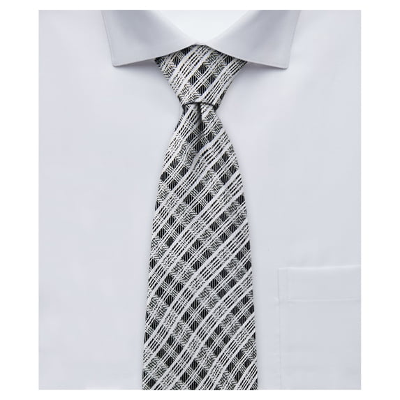 Jacob Alexander Men's Woven Plaid Pattern Regular Neck Tie - Black
