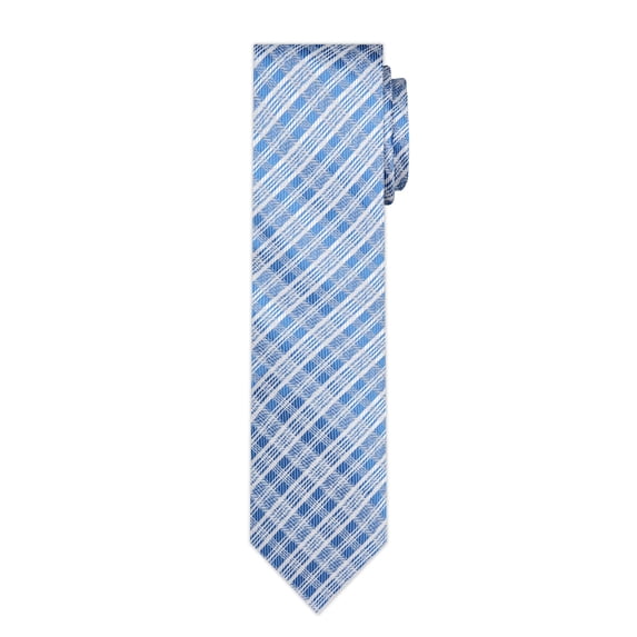 Jacob Alexander Men's Woven Plaid Pattern Slim 2.5 inch Width Neck Tie - Blue
