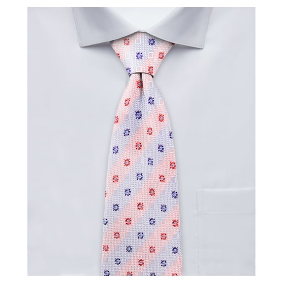 Jacob Alexander Men's Woven Square Deco Pattern Regular Neck Tie - Light Red Blue