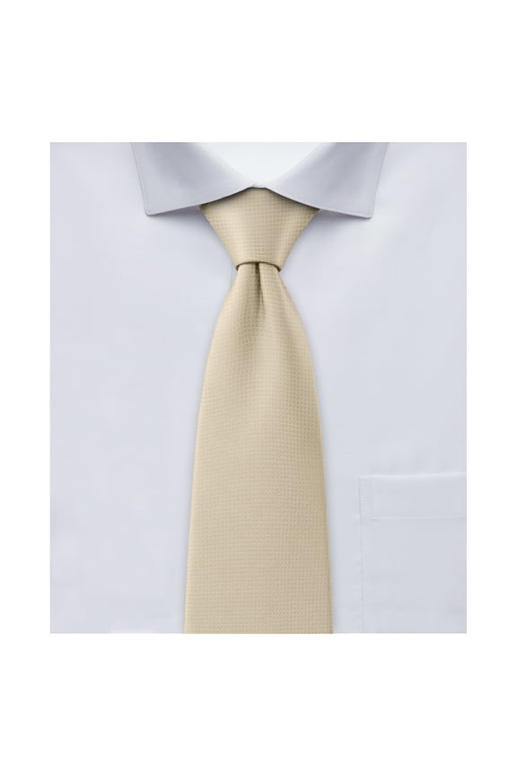 Woven Subtle Mini Squares Extra Long Neck Tie for Big and Tall Men - Tan