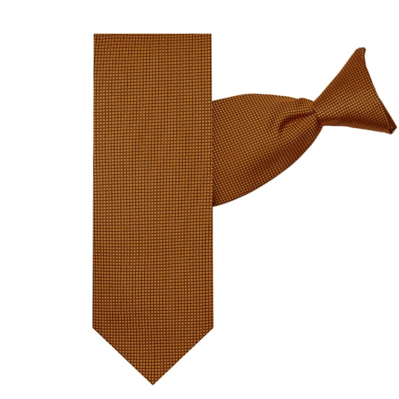 Jacob Alexander Men's Woven Subtle Mini Squares Pre-Tied Clip-On Neck Tie - Vegas Gold