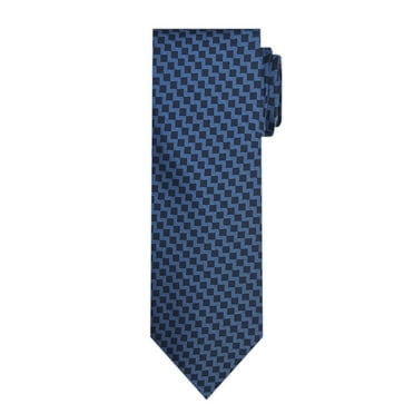 Jacob Alexander Men's Woven Zig Zag Pattern Regular Neck Tie - Blue