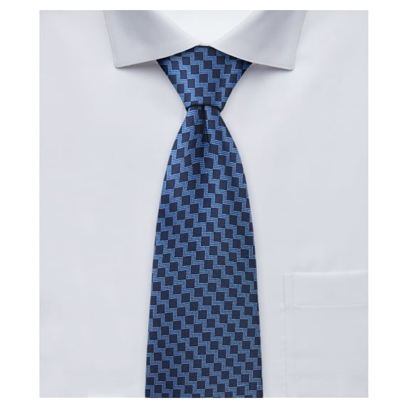 Jacob Alexander Men's Woven Zig Zag Pattern Regular Neck Tie - Blue
