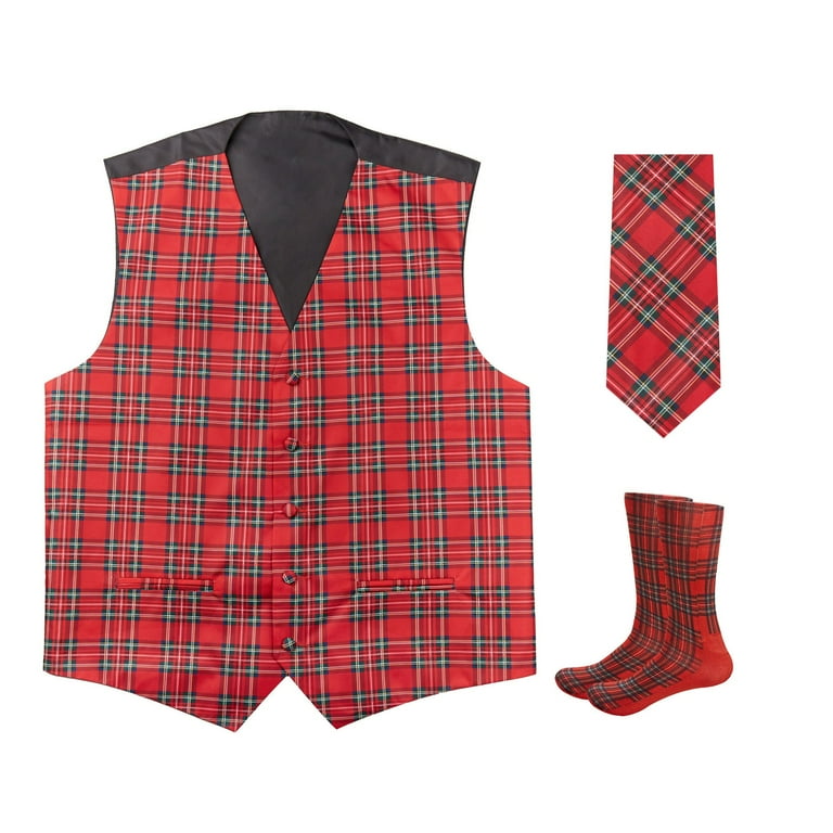 Mens christmas plaid vest sale