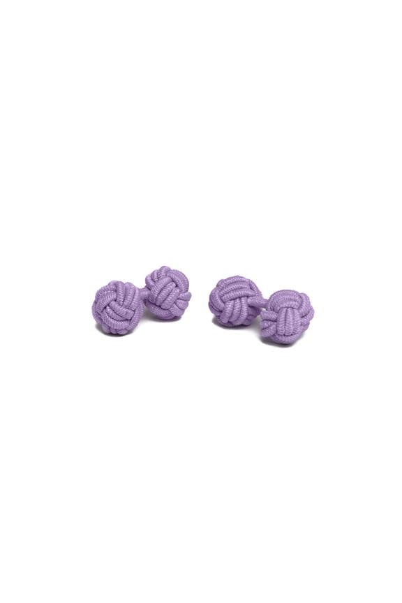 Pair of Solid Color Silk Knot Cufflinks - Lavender
