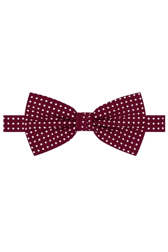 Men's Polka Dot Print Pre-Tied Adjustable Banded Bow Tie - Burgundy