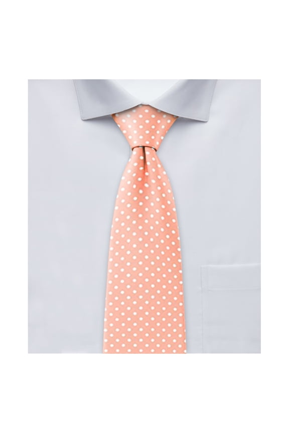 Men's Polka Dot Print 2.75 inch Width Slim Neck Tie - Peach