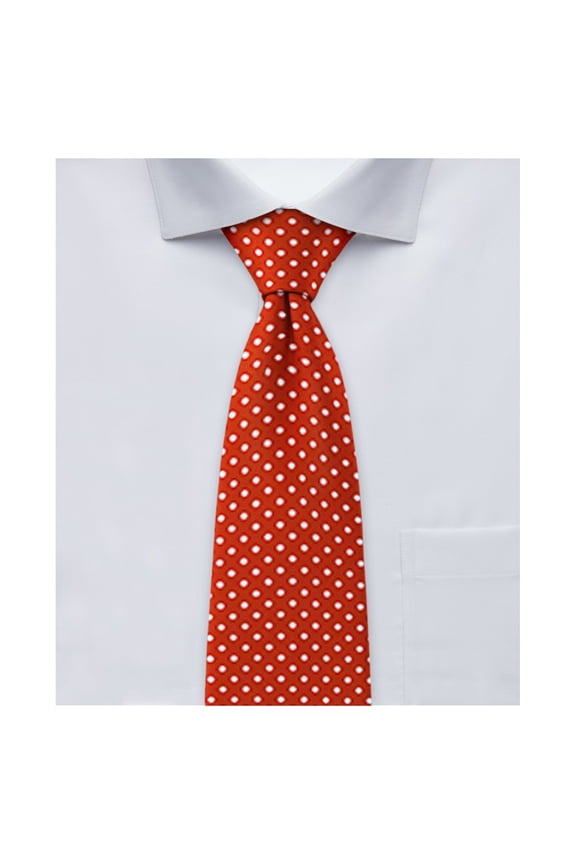 Men's Polka Dot Print 2.75 inch Width Slim Neck Tie - Rust