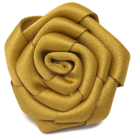 Jacob Alexander Satin Open Rose Lapel Flower Boutonniere - Gold