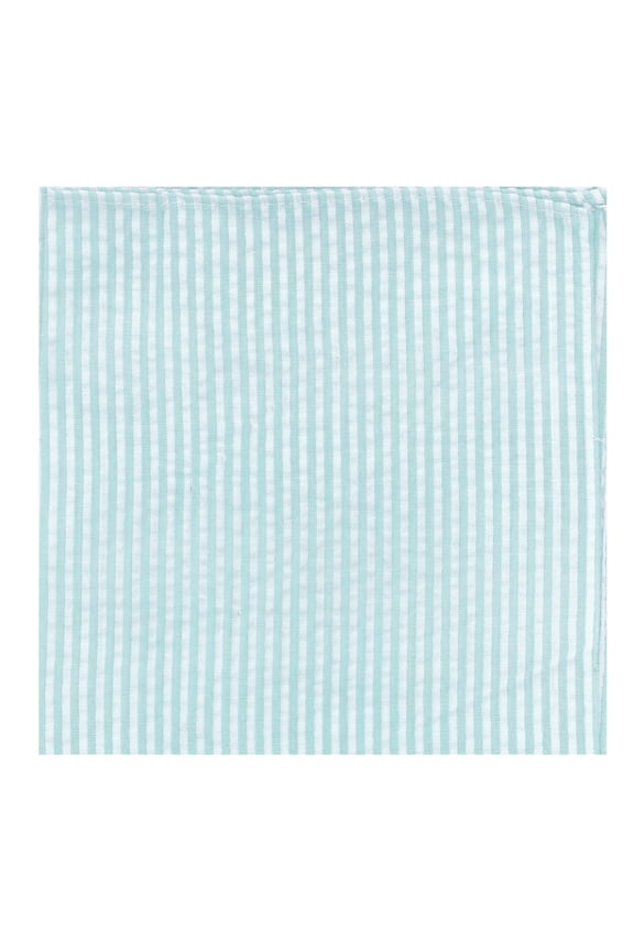 Seersucker Striped Pattern Pocket Square Handkerchief Hanky - Turquoise