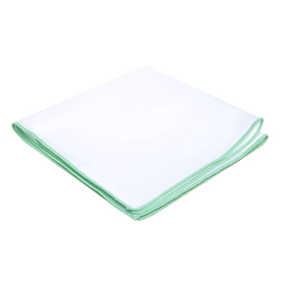 Jacob Alexander Solid Color White Pocket Square Handkerchief Hanky with Embroidered Edge - Aqua