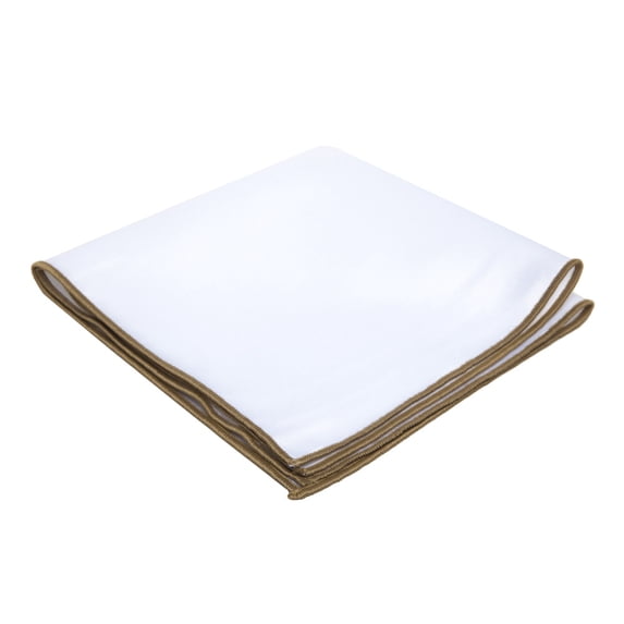 Jacob Alexander Solid Color White Pocket Square Handkerchief Hanky with Embroidered Edge - Tan
