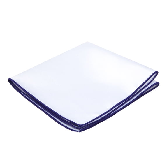 Jacob Alexander Solid Color White Pocket Square Handkerchief Hanky with Embroidered Edge - Purple